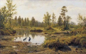 150の主題の芸術作品 Painting - 沼地 ポリシア 鳥 古典的な風景 イワン・イワノビッチ池